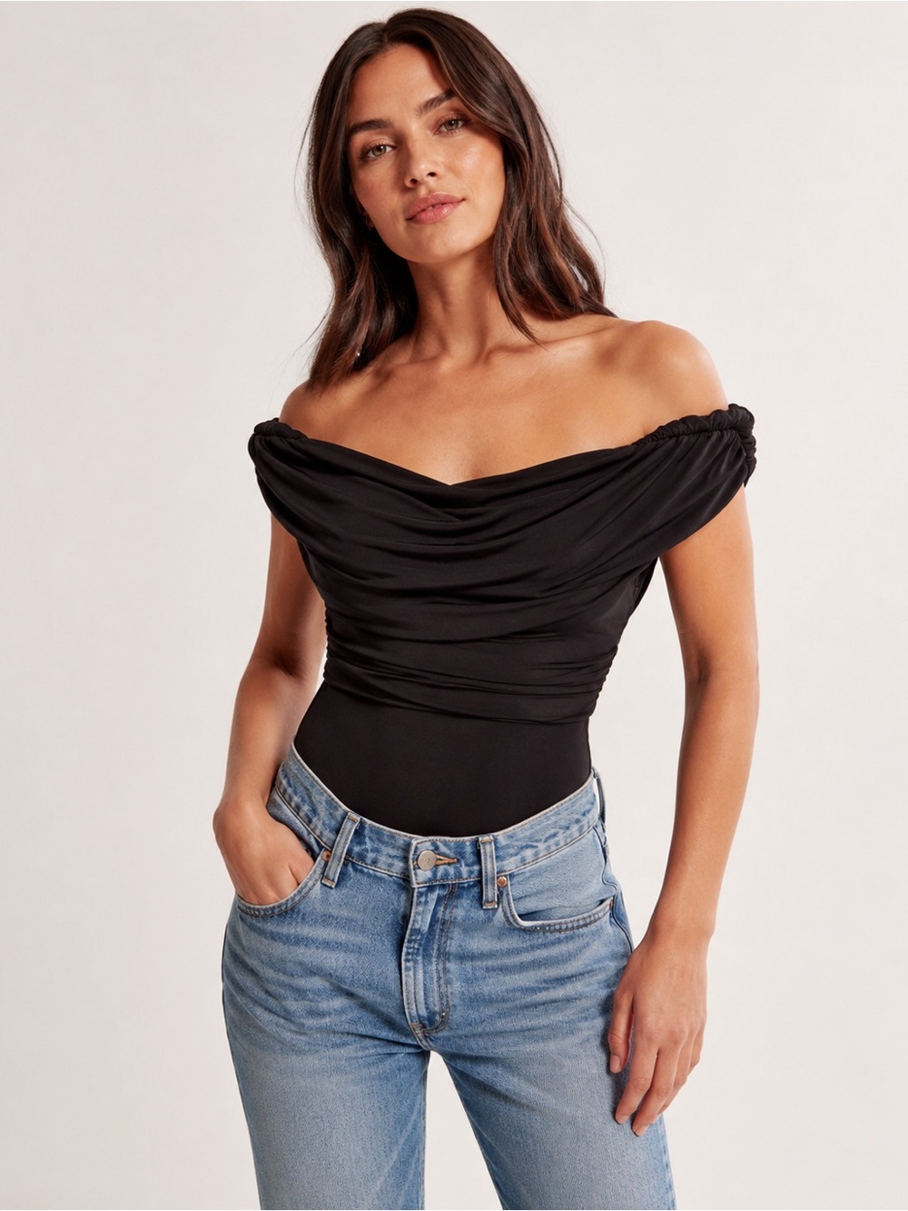 NWT Abercrombie & Fitch Off the Shoulder Black Bodysuit